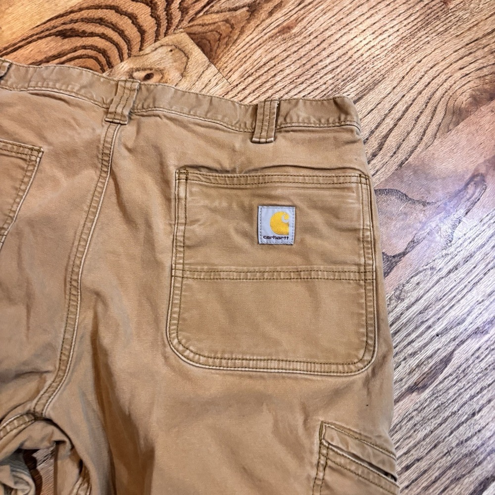 Carhartt Relaxed Fit Cargo Work Pants 38x32 Brown Canvas Utility BN2802-M - Picture 3 of 6